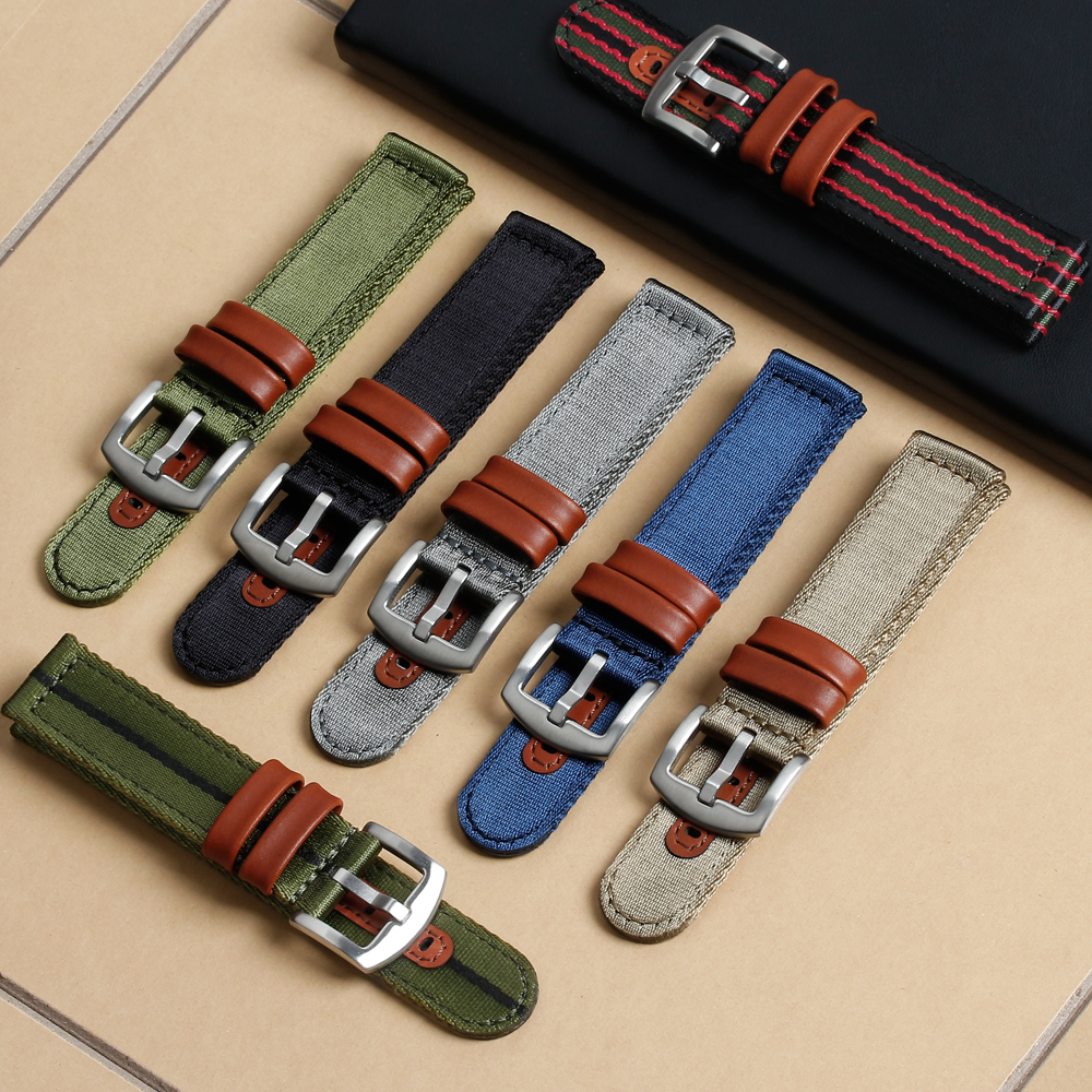 Double Layer Seatbelt Nylon Watch Straps with Leather Holes Bulk Custom Watchbands Manufacturer Wholesales Quick Release Seatbelt Nylon Watch Bands with 304L Hardware 