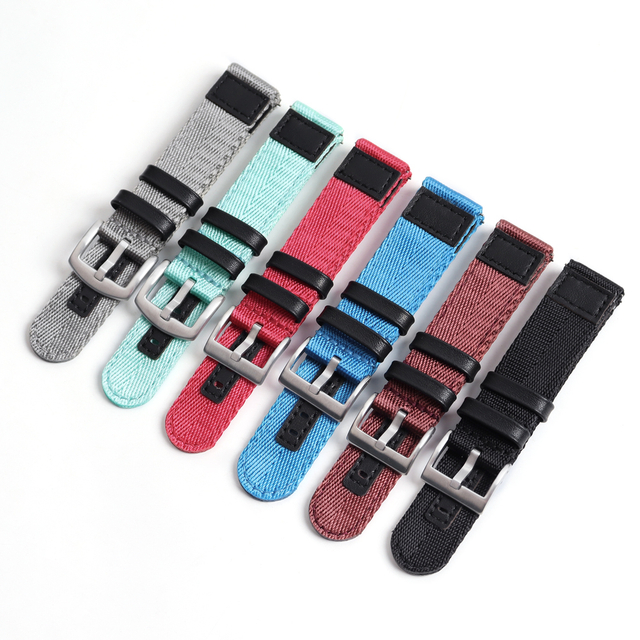 Factory High Quality Smart Nylon+leather Watch Bands with Apple Adapter 2 Piece of Hybrid Watch Strap Iwatch Nylon Watch Bands for Apple Watch