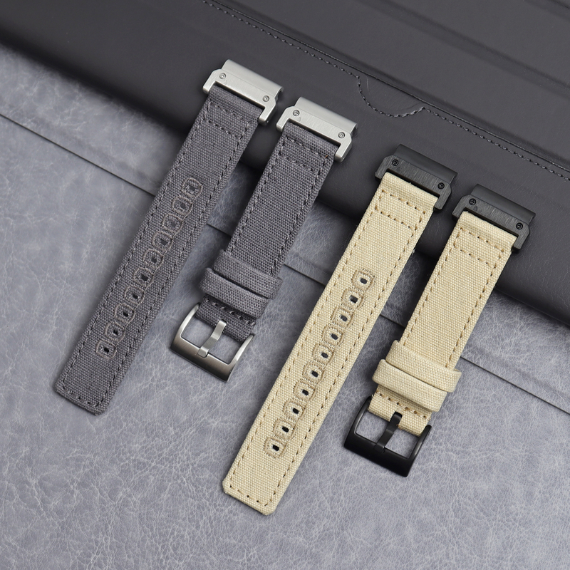 Most Popular 2 Piece of Fenix 6X PRO5X Canvas Watch Bands Multi Color Multi Size Canvas Watch Straps for Garmin with 304L Hardware