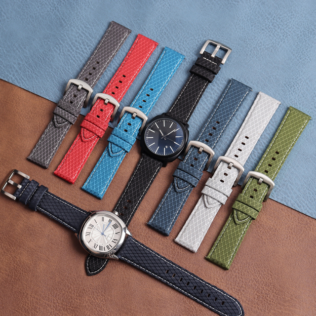 Shenzhen Watch Strap Manufacturer 2 piece of Hybrid Watch Straps Multi Size Quick Release Sailcloth Watch Bands Sailcloth+Leather Watch Bracelet Factory Wholesales