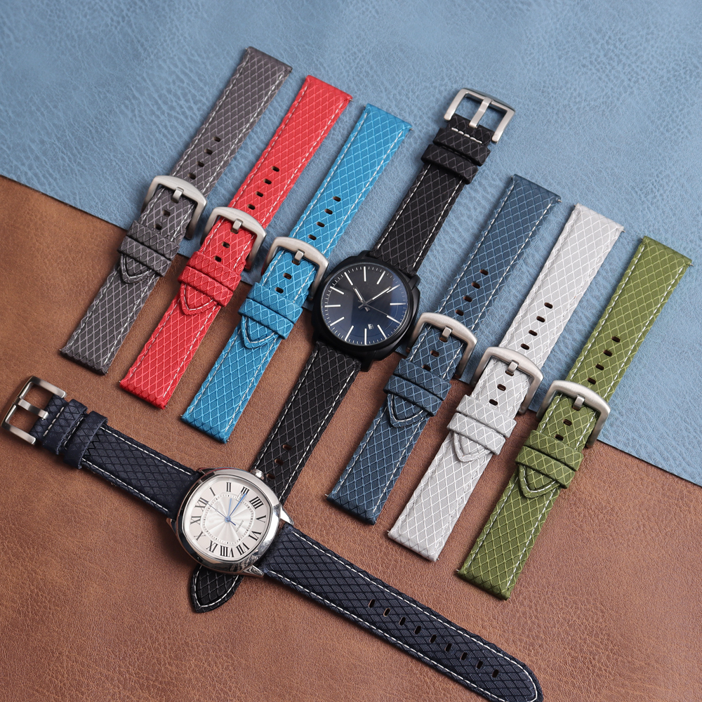 Shenzhen Watch Strap Manufacturer 2 piece of Hybrid Watch Straps Multi Size Quick Release Sailcloth Watch Bands Sailcloth+Leather Watch Bracelet Factory Wholesales