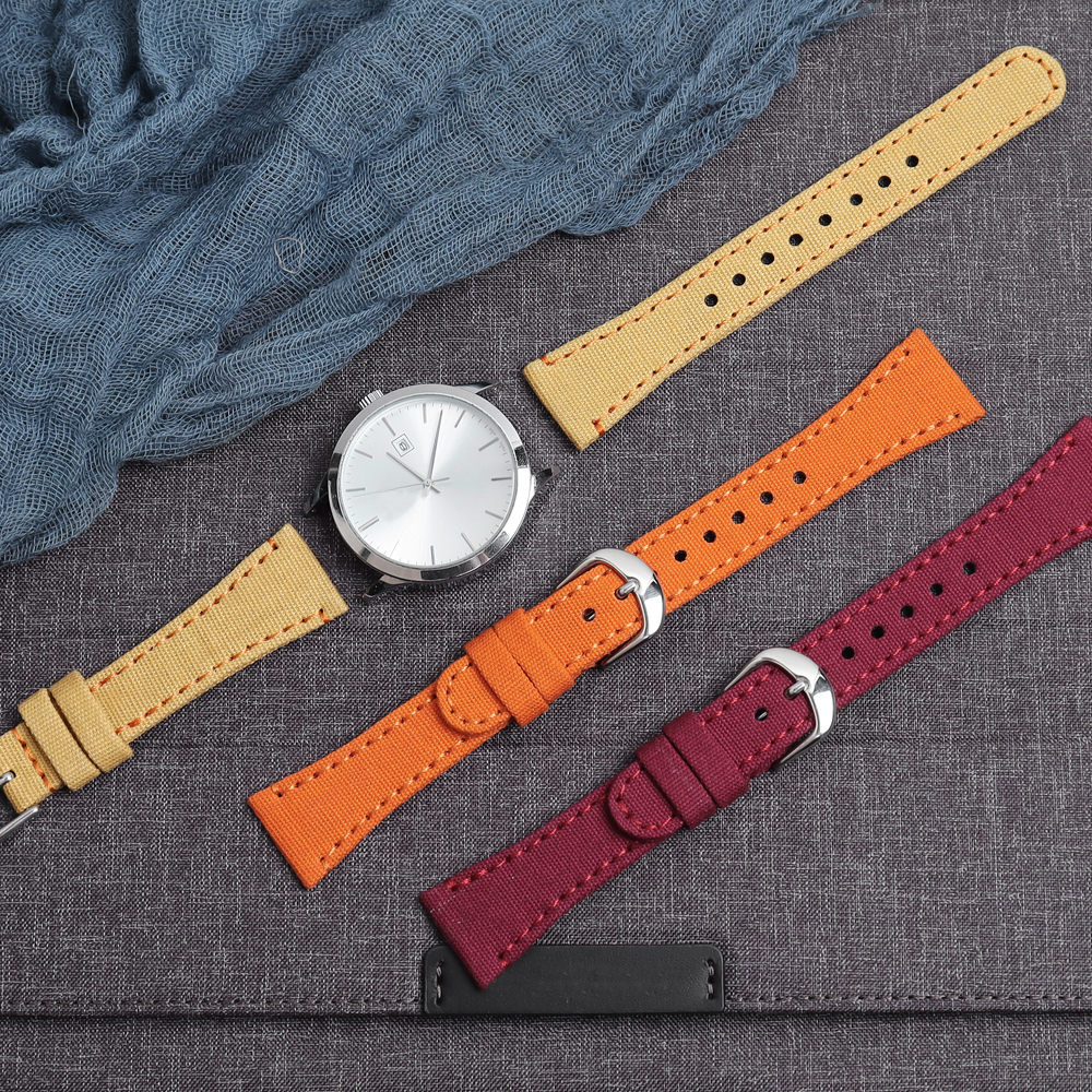 High Quality 2 Piece of Canvas Watch Strap Watch Bracelet Manufacturer Wholesales Canvas Wrist Watch Bands Factory Custom