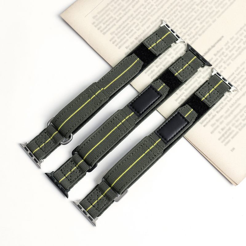 Wholesales Adjustable Elastic Nylon Velcro Watch Strap 2 Piece of Hook N' Loop Watch Bracelet for Iwatch High Garde Apple Watch Nylon Bands