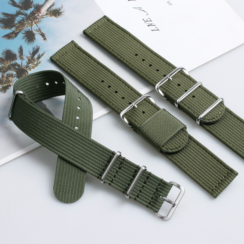 2 Piece of Ribbed Nylon Watch Strap Factory OEM DW Ribbed Nylon Watch Bands Bulk Custom NATO Ribbed Nylon Wrist Watch Bands 