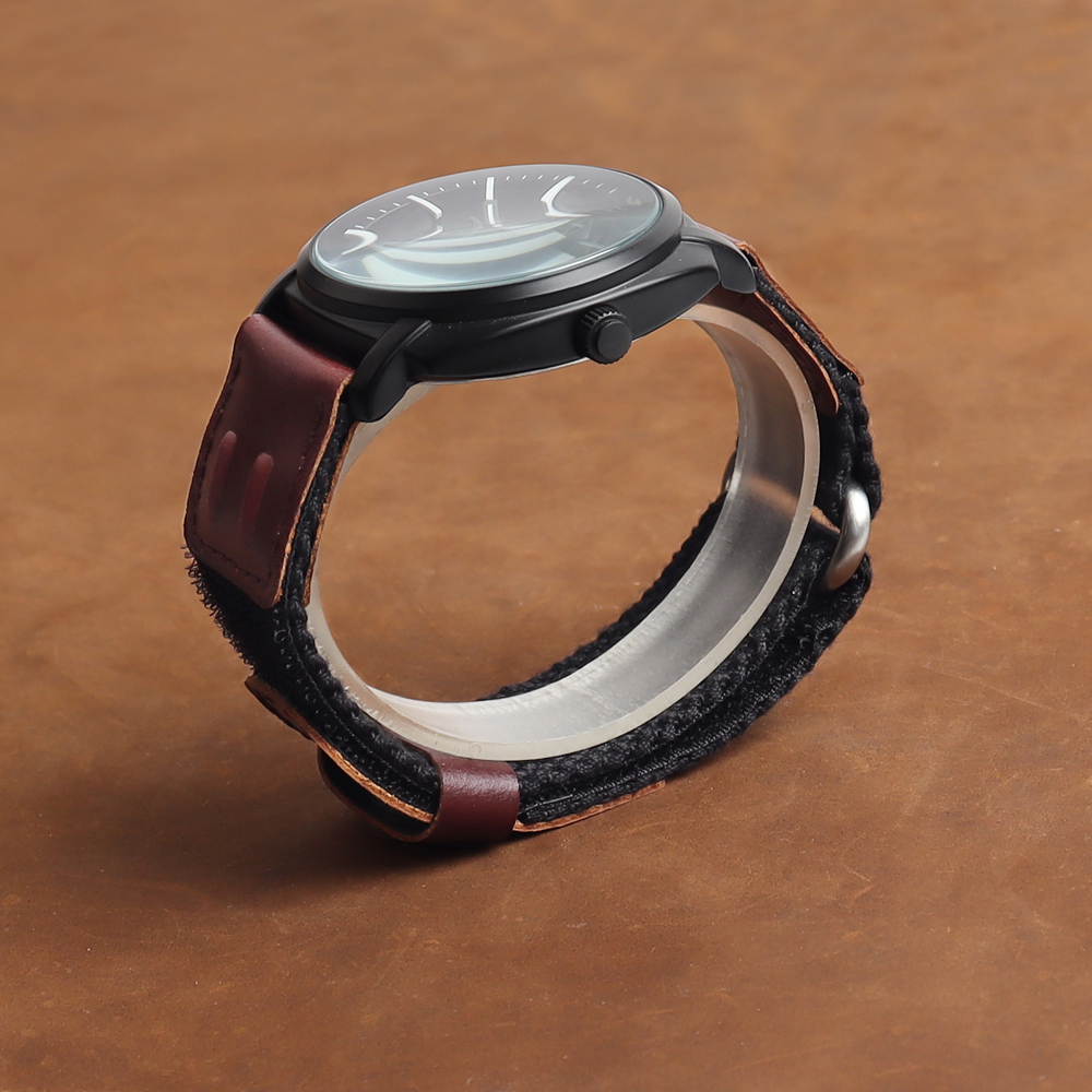 OEM Factory Bulk Custom 2 Piece of Hybrid Watch Strap Quick Release Hook and Loop Watch Bracelet Cotton+leather Velcro Watch Bands for Smart watch