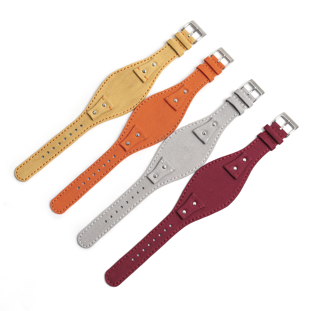 Most Popular Canvas Watch Strap with Bund Pad Watchbands Factory Custom Single Pass Bund Canvas Watch Bracelet for Military OEM Canvas Watch Band