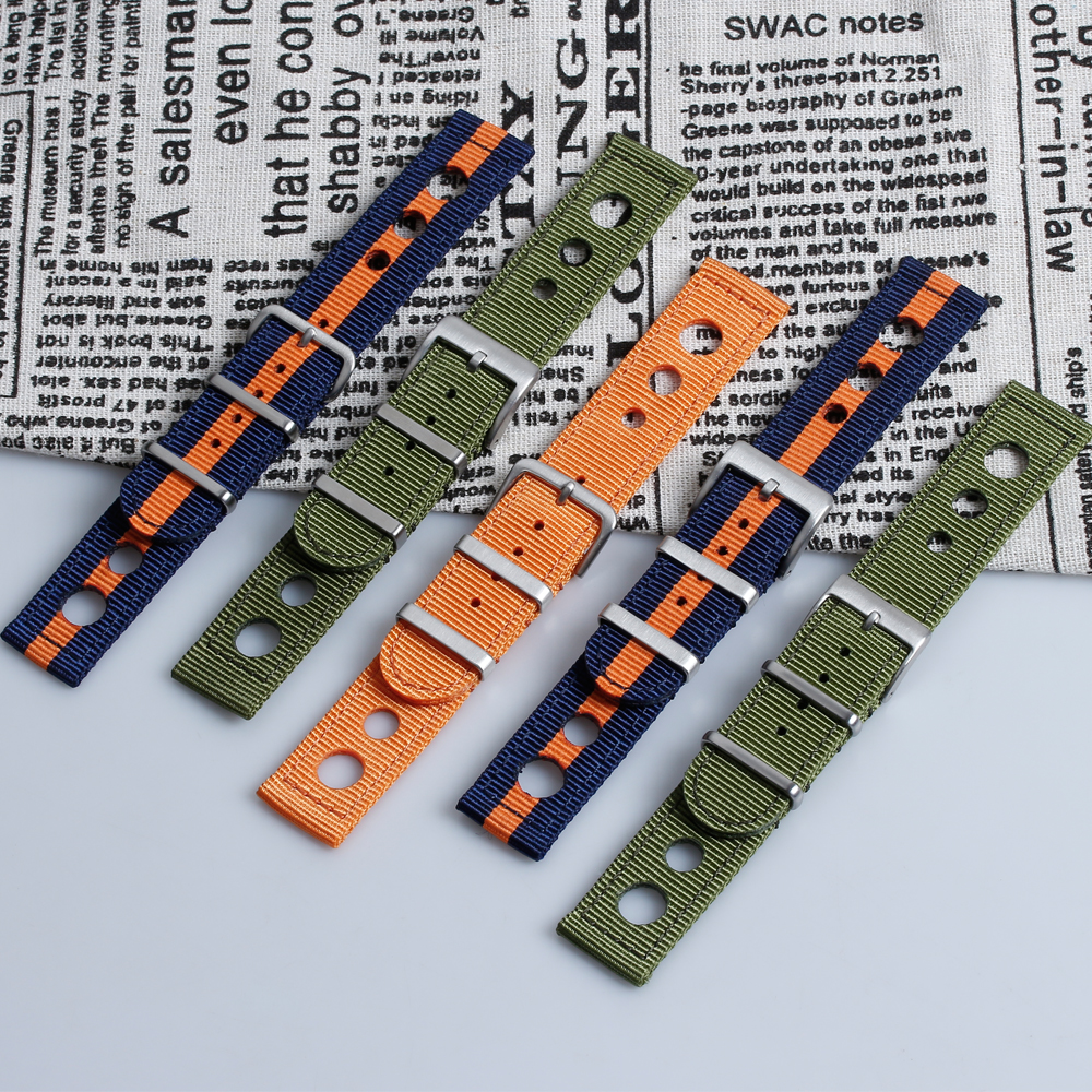 Most popular Racing Nylon Watch Straps 2 Piece of Nylon Wrist Watch Bands for Racing Watch with 304 L hardware