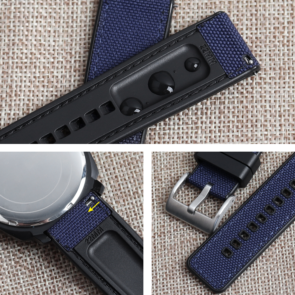 Factory Custom 2 Piece of Hybrid Watch Straps Higt Garde Canvas+Rubber Watch Bands 22mm 24mm Quick Release Canvas Watch Bands