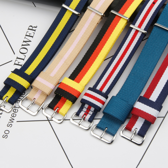 Watch Bands Factory DW Style Nylon Watch Straps OEM One Piece of Nylon Watch Bracelet High Quality Multi Color Multi Size Adjustable Nylon Straps for all watch
