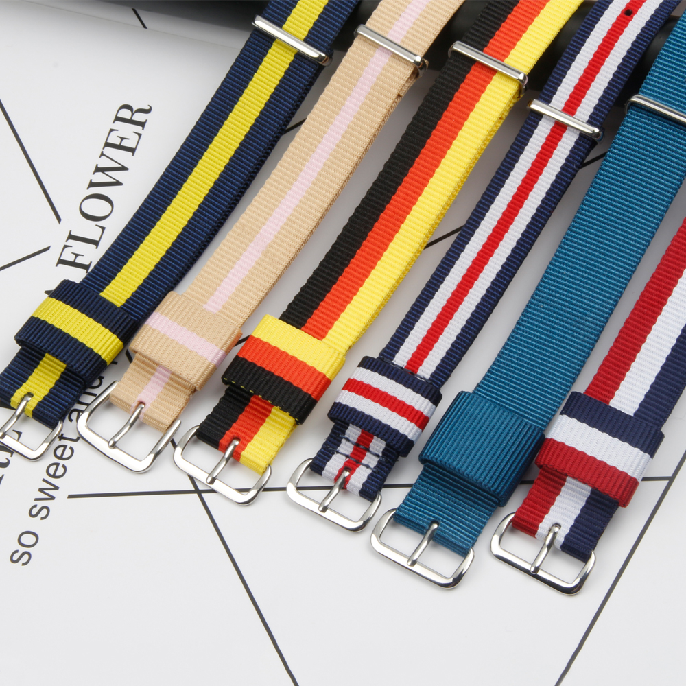 Watch Bands Factory DW Style Nylon Watch Straps OEM One Piece of Nylon Watch Bracelet High Quality Multi Color Multi Size Adjustable Nylon Straps for all watch
