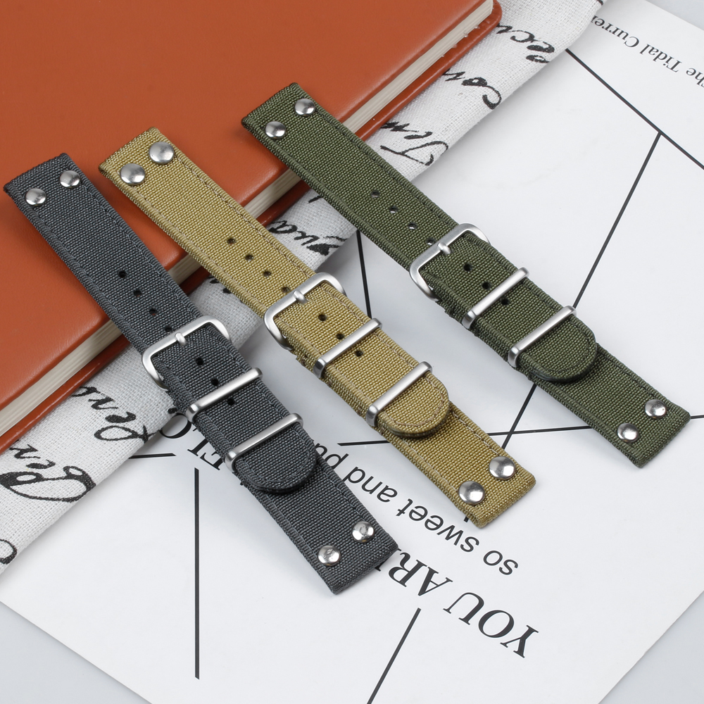 Watchbands Factory Wholesales Rivet Ribbed Nylon Watch Bands High Quality Ribbed Nylon Watch Strap for Apple Watch Smart Watch Nylon Bands