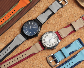 Leather nylon watch strap