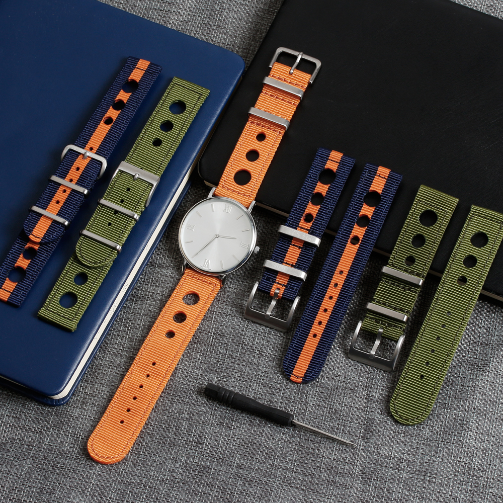 Most popular Racing Nylon Watch Straps 2 Piece of Nylon Wrist Watch Bands for Racing Watch with 304 L hardware