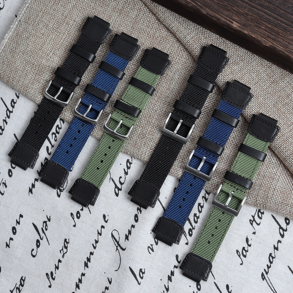 Factory Wholesales 2 Piece of Hybrid Watch Bands Nylon+Leather Watch Straps for Samsung for Garmin Watch Bracelet