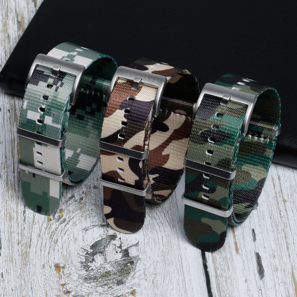 Custom NATO Straps One Piece of Printed Nylon Watch Straps Camo Military Nylon Watch Bands with G10 Buckle Printing Nylon Watch Bracelet