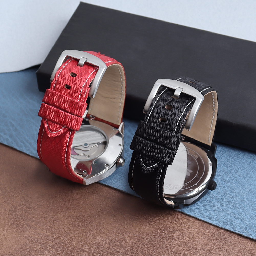 Shenzhen Watch Strap Manufacturer 2 piece of Hybrid Watch Straps Multi Size Quick Release Sailcloth Watch Bands Sailcloth+Leather Watch Bracelet Factory Wholesales