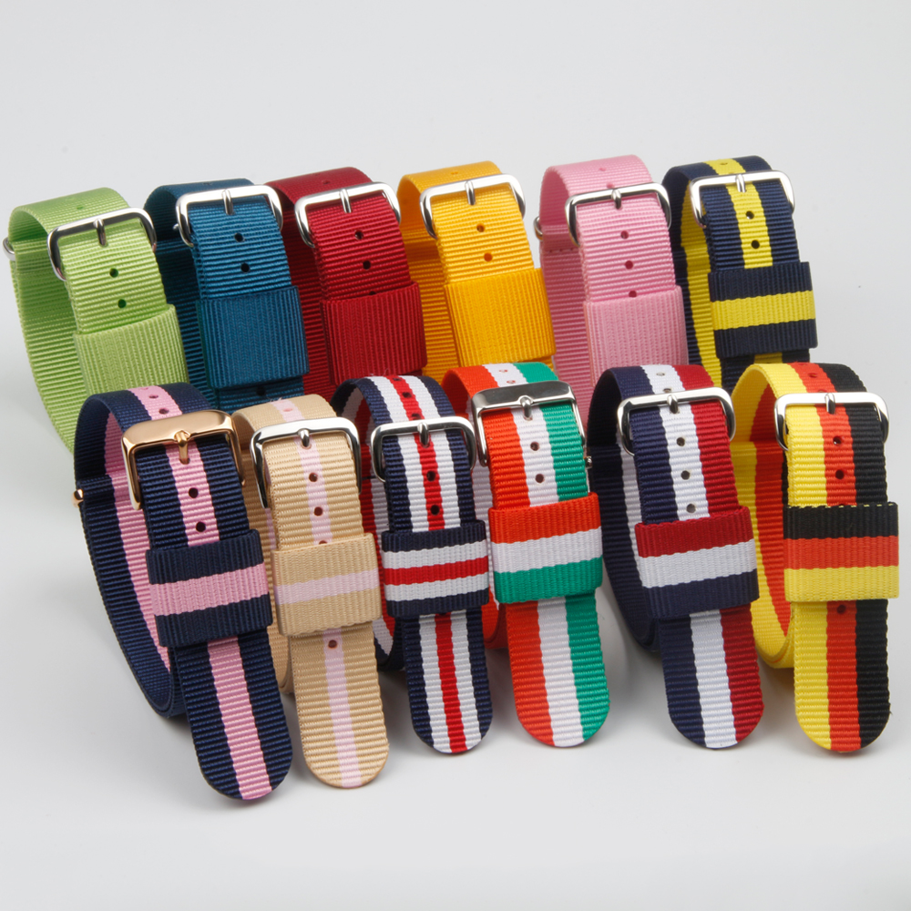 Watch Bands Factory DW Style Nylon Watch Straps OEM One Piece of Nylon Watch Bracelet High Quality Multi Color Multi Size Adjustable Nylon Straps for all watch