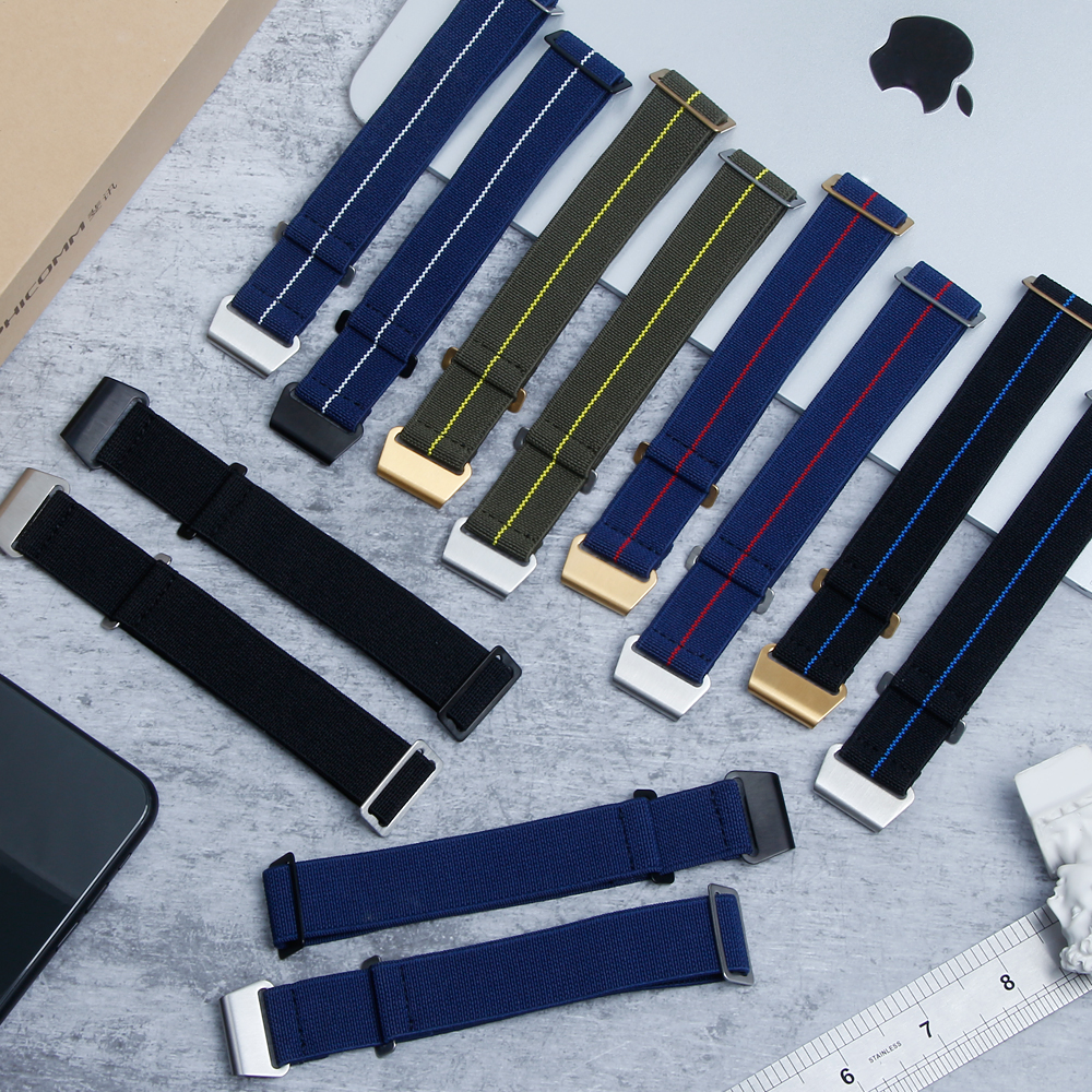 Watch Bands Manufacturer Custom High Quality Elastic Nylon Watch Bracelet 20mm 22mm Hook Buckle Nylon Elastic Paratrooper Straps Military Nylon Watch Band