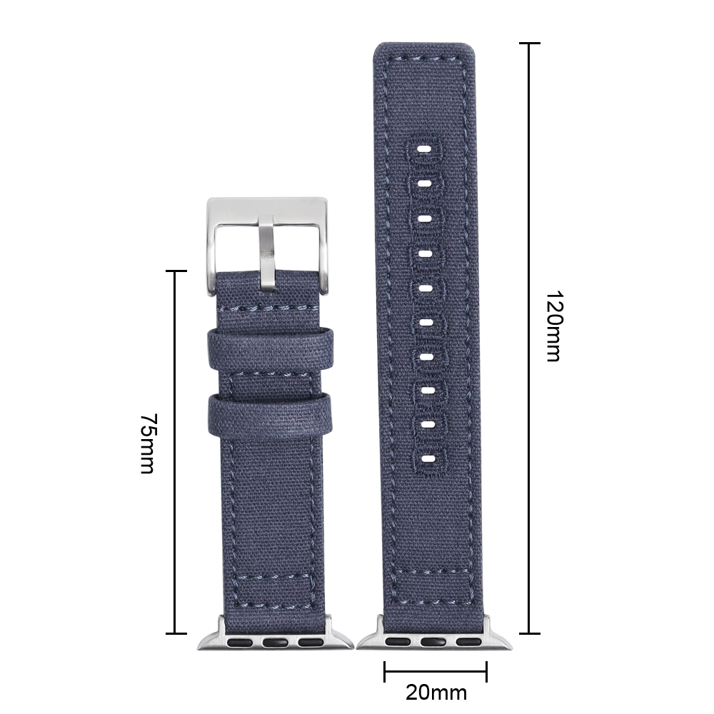 Factory Bulk Custom 2 Piece of Canvas Watch Straps Double Layer Canvas Watch Bands with Embroider Holes Wholesales Quick Release Canvas Watch Bracelet for Apple Watch