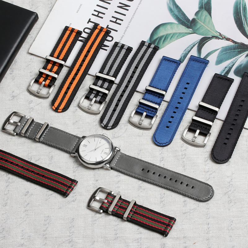 Wholesales Seatbelt Nylon Watch Straps OEM Custom Double Layer Nylon Watch Bracelet Watch Straps Manufacturer Wholesales Smart Watch Bands with 304L Hardware 