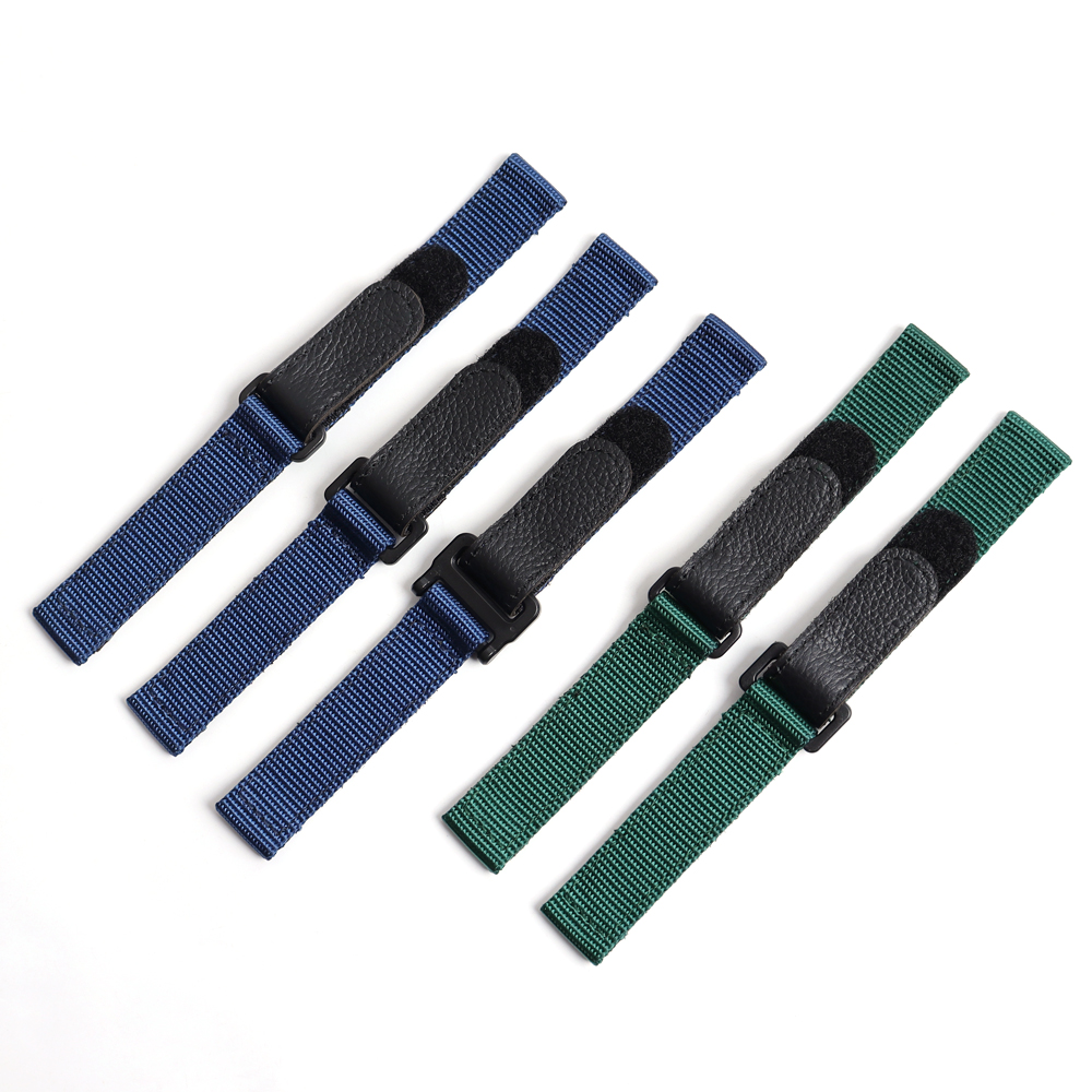 Hybrid Watch Strap Maker Nylon+Leather Hook and Loop Wrist Watch Bracelet OEM Bulk Custom Velcro Watch Bands for Smart watch