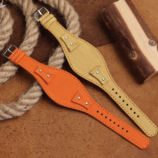 Most Popular Canvas Watch Strap with Bund Pad Watchbands Factory Custom Single Pass Bund Canvas Watch Bracelet for Military OEM Canvas Watch Band