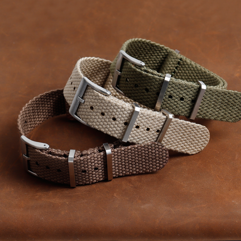 Factory Custom New Design 20mm 22mm Woven Cotton Watch Bands One Piece of Cotton Watch Bracelet Fabric NATO Straps