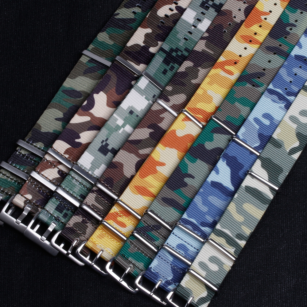 Custom NATO Straps One Piece of Printed Nylon Watch Straps Camo Military Nylon Watch Bands with G10 Buckle Printing Nylon Watch Bracelet