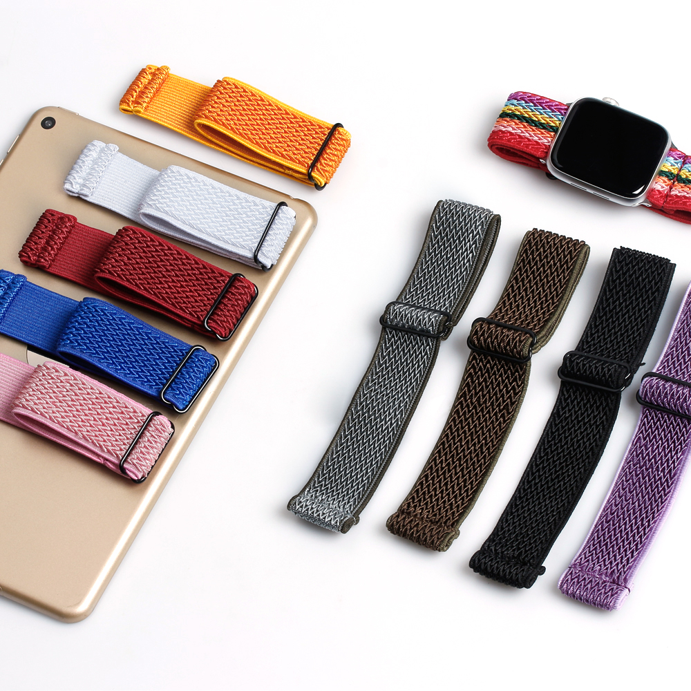 Bulk Custom Samsung Elastic Nylon Watch Bracelet Factory Direct Sales Nylon Elastic Paratrooper Watch Straps 20mm 22mm Printed Nylon Watch Bands for Apple