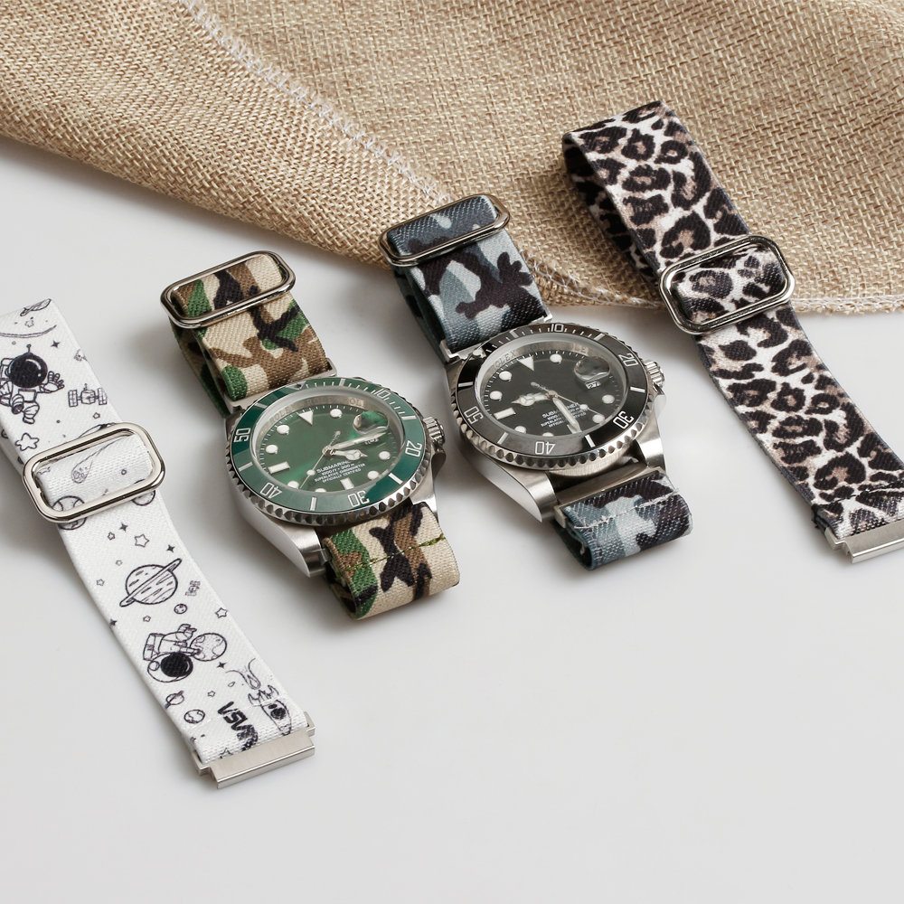 Wholesales Samsung Printing Nylon Watch Straps High Garde Elastic Nylon Watch Bracelet Custom Pattern Printed Nylon Paratrooper Watch Straps