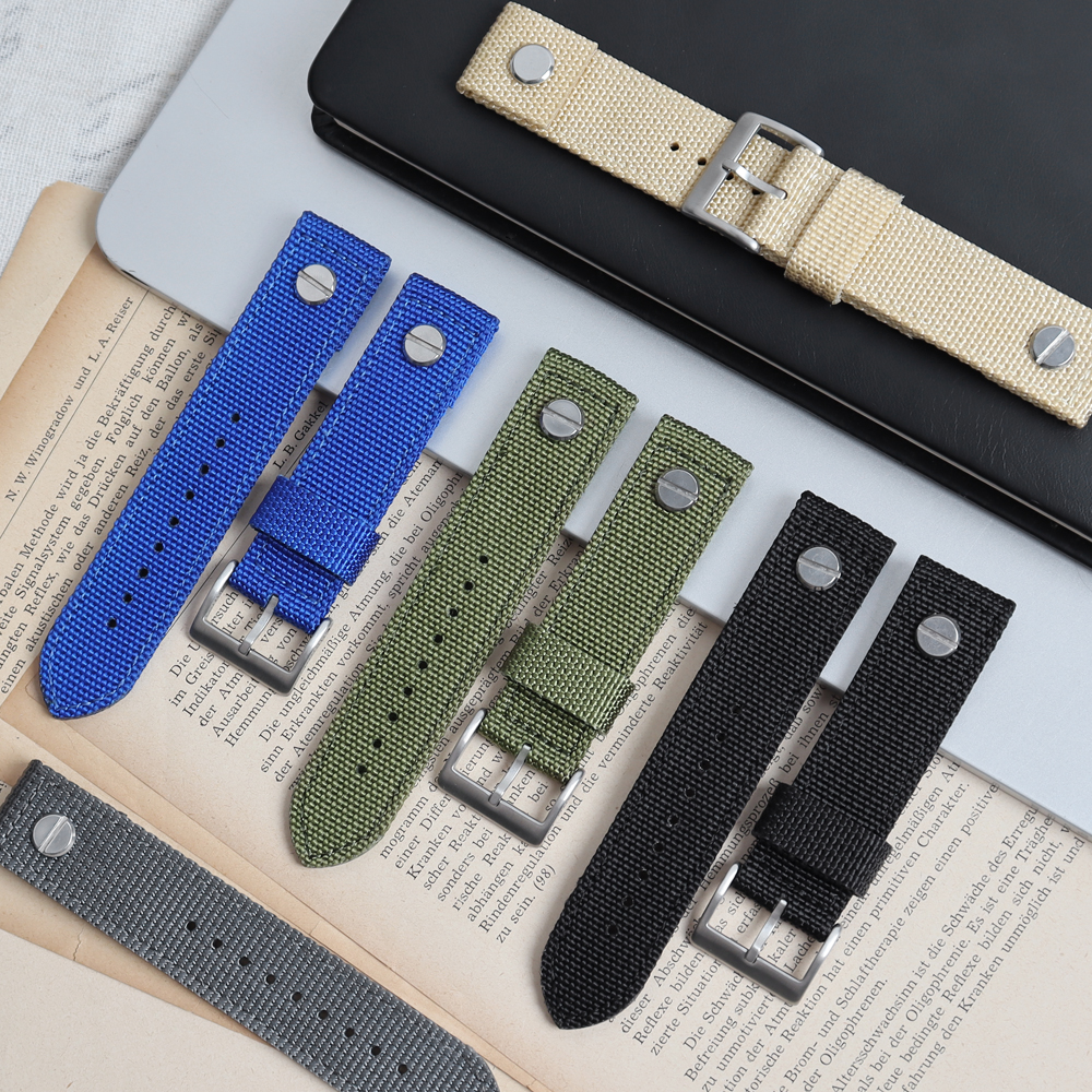 Factory Direct Sales Double Layer Soft Nylon Watch Strap 2 Piece of Rivet Nylon Watch Bands DW Nylon Watch Strap with 304L Watch Buckle