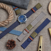Bulk Custom 2 Piece of Canvas Watch Straps with Deployment Clasp Oxford Cloth Watch Bands with Leather Loops Soft Denim Watch Bracelet