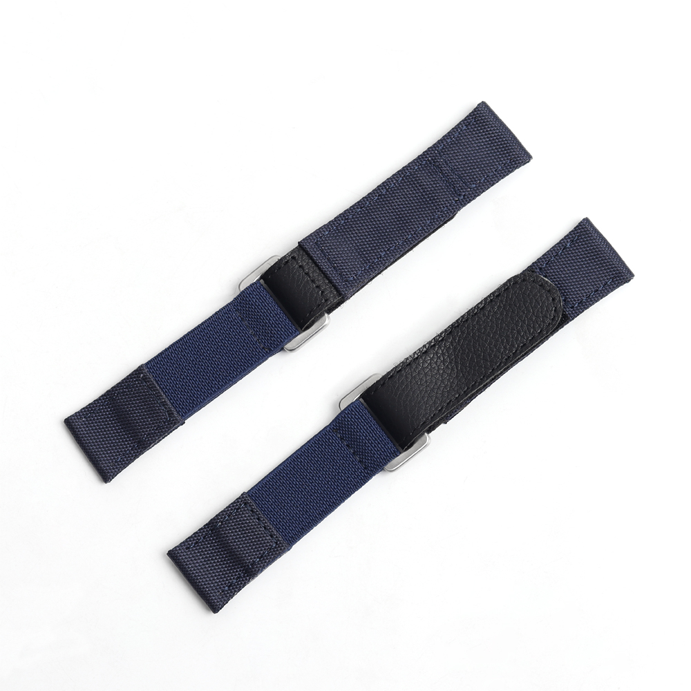 Adjustable Elastic Nylon Velcro Watch Straps 2 Piece of Hook N' Loop Watch Bracelet with Leather Custom Hybrid Watch Bands for All Kind Watch