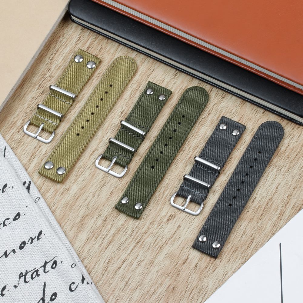 Watchbands Factory Wholesales Rivet Ribbed Nylon Watch Bands High Quality Ribbed Nylon Watch Strap for Apple Watch Smart Watch Nylon Bands