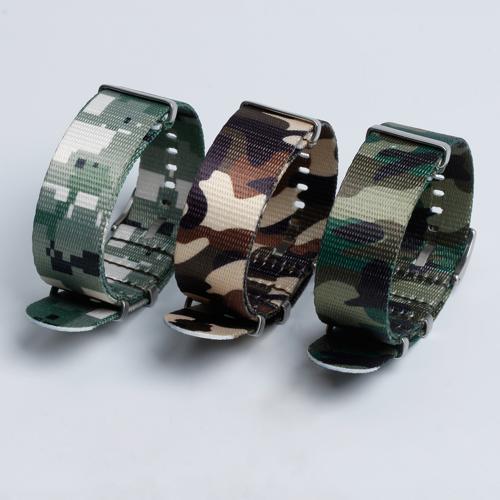 Custom NATO Straps One Piece of Printed Nylon Watch Straps Camo Military Nylon Watch Bands with G10 Buckle Printing Nylon Watch Bracelet
