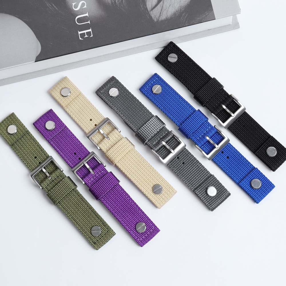 Factory Direct Sales Double Layer Soft Nylon Watch Strap 2 Piece of Rivet Nylon Watch Bands DW Nylon Watch Strap with 304L Watch Buckle