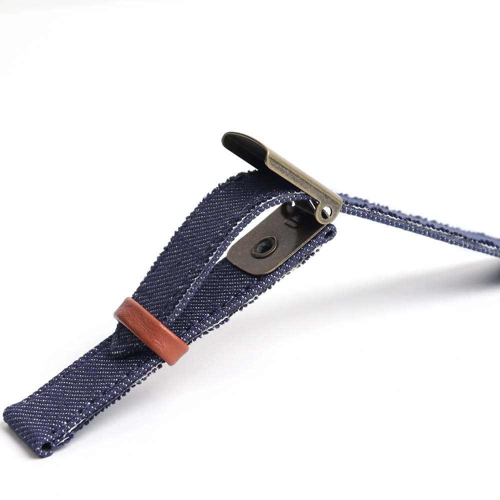 Bulk Custom 2 Piece of Canvas Watch Straps with Deployment Clasp Oxford Cloth Watch Bands with Leather Loops Soft Denim Watch Bracelet