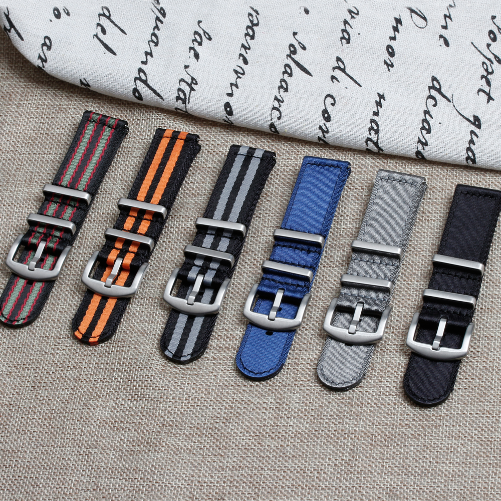 Wholesales Seatbelt Nylon Watch Straps OEM Custom Double Layer Nylon Watch Bracelet Watch Straps Manufacturer Wholesales Smart Watch Bands with 304L Hardware 
