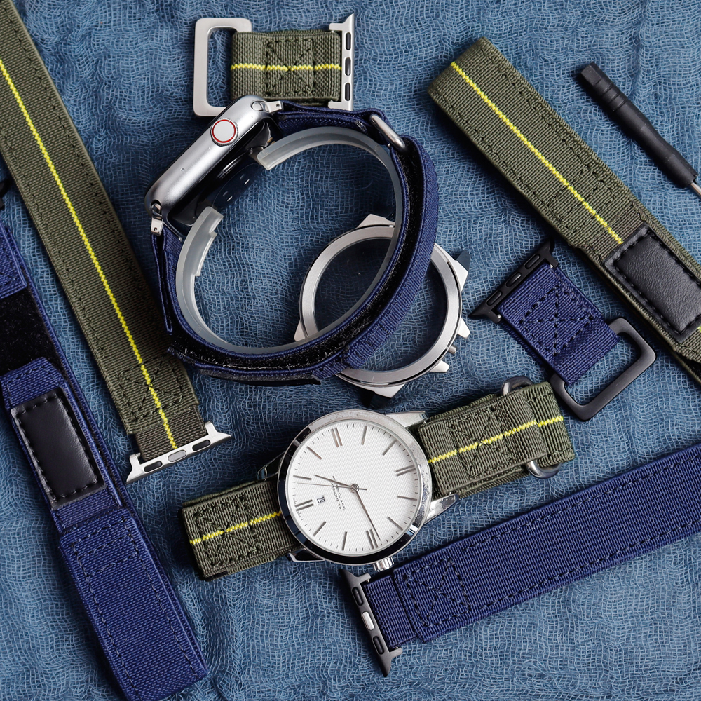 Wholesales Adjustable Elastic Nylon Velcro Watch Strap 2 Piece of Hook N' Loop Watch Bracelet for Iwatch High Garde Apple Watch Nylon Bands