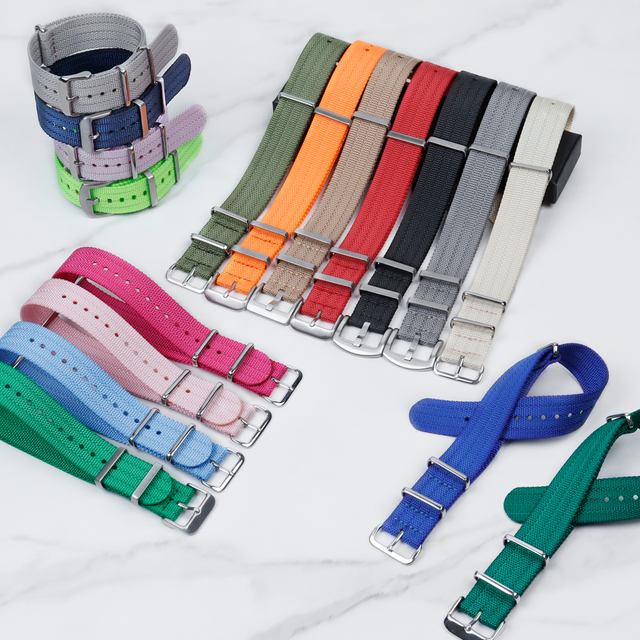 Factory Bulk Custom Four-stripe Nylon Watch Straps 20mm 22mm NATO Nylon Watch Bands One Piece of Fabric Nylon Wrist Watch Bracelet