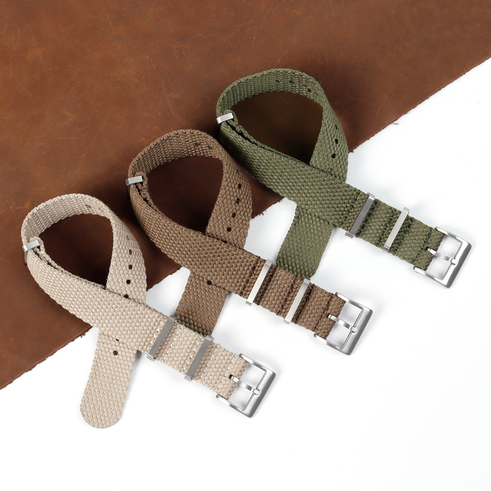 Factory Custom New Design 20mm 22mm Woven Cotton Watch Bands One Piece of Cotton Watch Bracelet Fabric NATO Straps