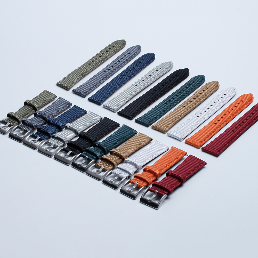 Hot Selling Cordura Watch Straps Multi Color Multi Size Sailcloth Watch Bands Quick Release Sailcloth+Leather Watch Bracelet Factory Wholesales