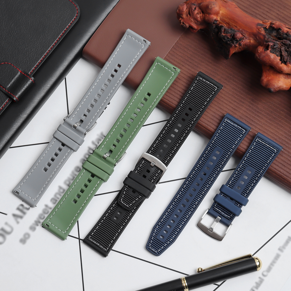 2 Piece of Hybrid Watch Straps for HUAWEI WATCH GT4 22mm Nylon + Siliocne Watch Bands Factory Custom High Quality Smart Watch Bracelet