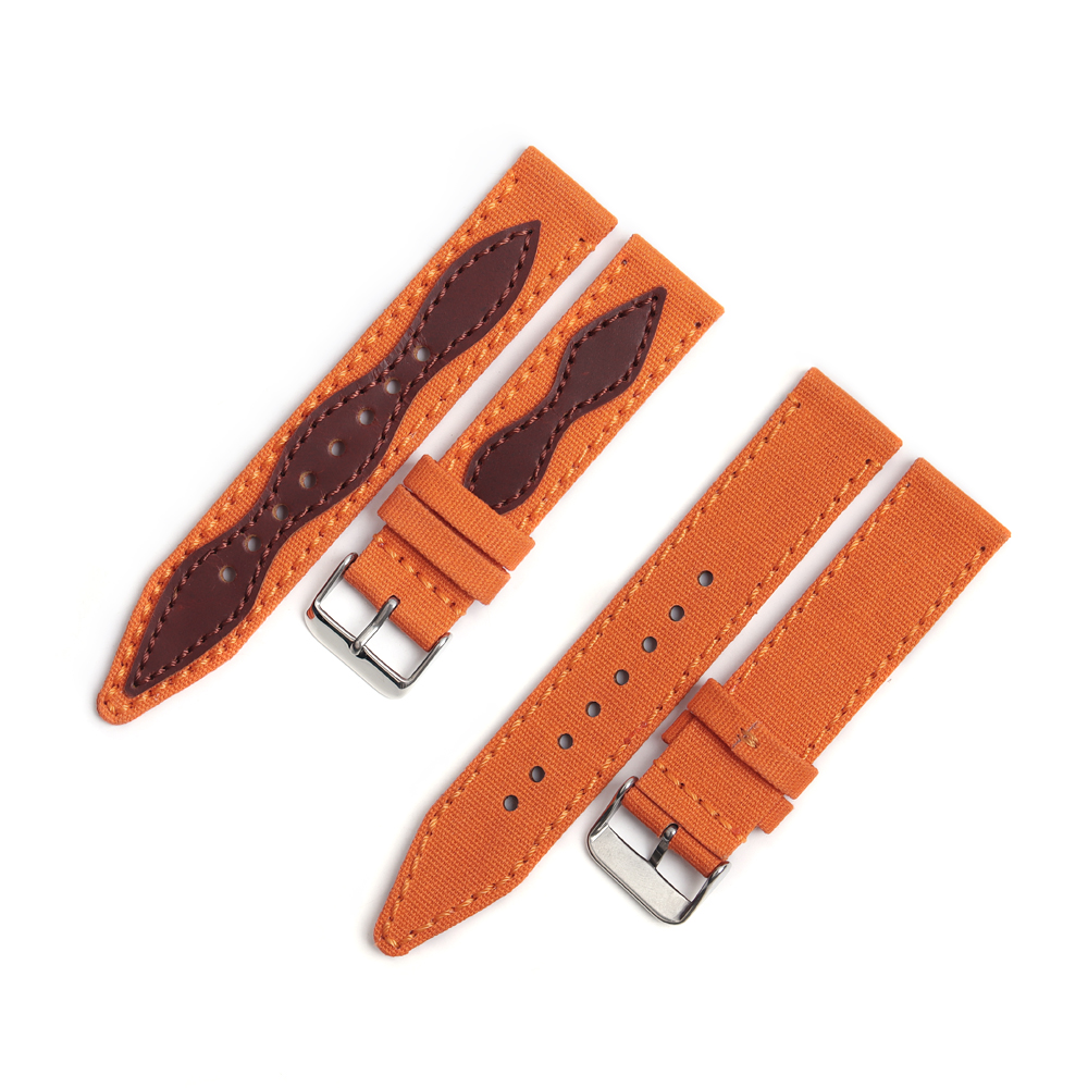 New Arrival Canvas Watch Straps with Leather 2 Piece of Hybrid Watch Bands for Samrt Watch 18mm 20mm 22mm 24mm Custom Brand Canvas Watch Bands