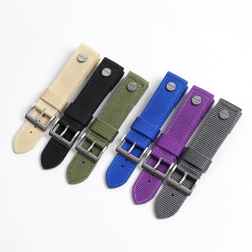 Factory Direct Sales Double Layer Soft Nylon Watch Strap 2 Piece of Rivet Nylon Watch Bands DW Nylon Watch Strap with 304L Watch Buckle