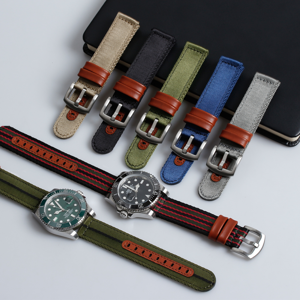 Double Layer Seatbelt Nylon Watch Straps with Leather Holes Bulk Custom Watchbands Manufacturer Wholesales Quick Release Seatbelt Nylon Watch Bands with 304L Hardware 